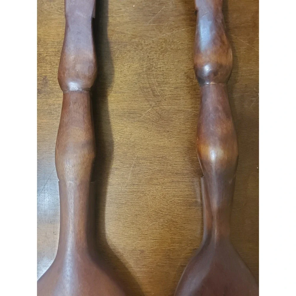 Vintage Hand Carved Wooden Fork and Spoon 20